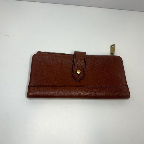 Fossil Lainie Brown Crossgrain Leather Organizer Credit Card Snap Clutch Wallet - Picture 6 of 15